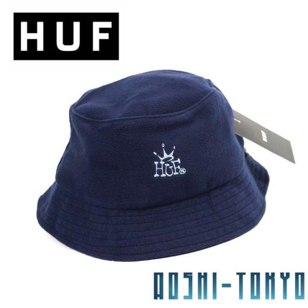 HUF CROWN POLAR FLEECE バケットハット フリース ネイビー ユニセックス 送料無料 海外 キャップ 冬