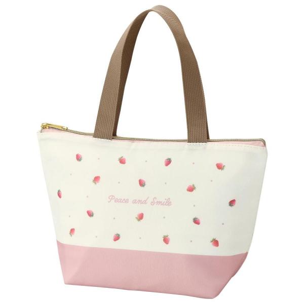 サイズ/約幅31×奥行10.5×高さ19cm内容量/1個材質/本体、持ち手：綿100％内側：ポリエチレン、アルミフィルム生産国/中国製●可愛いイチゴのランチバッグです。●お弁当の持ち運びにピッタリで毎日の通学・通勤におすすめです。●内側がア...