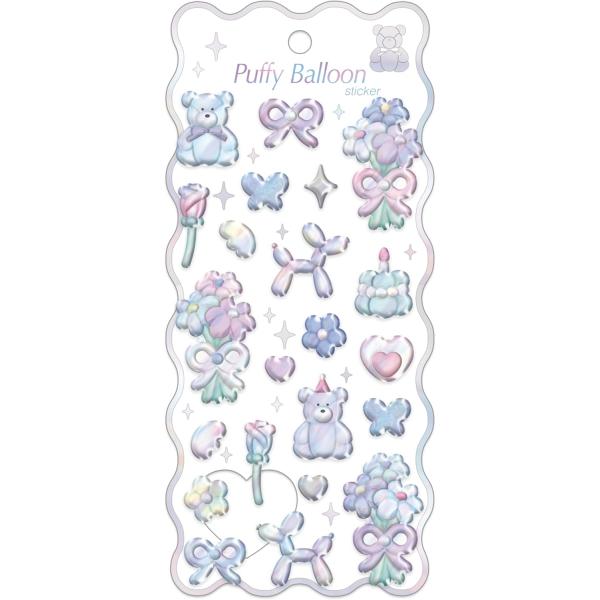 【在庫あり】クーリア シール パフィーバルーンステッカー オーロラ 立体シール　ぷっくり　ぷくぷく