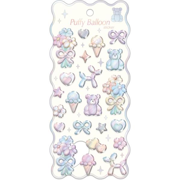 【在庫あり】クーリア シール パフィーバルーンステッカー パステル 立体シール　ぷっくり　ぷくぷく