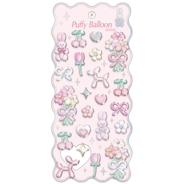 【在庫あり】クーリア シール パフィーバルーンステッカー ピンク 立体シール　ぷっくり　ぷくぷく