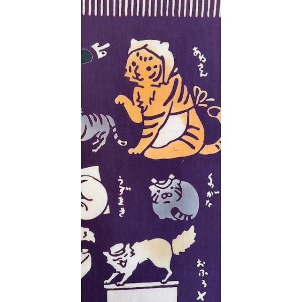 『手ぬぐい猫/梨園染』（注染・粋・猫）手ぬぐい使って、よみうり、くわがた、てっか、ねこみみ？・・・Let's　Enjoy　てぬぐい生活！いろんな猫たちといっしょにどうぞ！梨園染さんのデザイン。【伝統工芸】注染サイズ 約長さ98cm×幅37c...