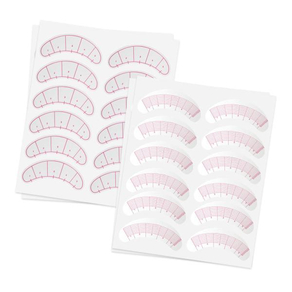 【内容】・Aタイプ：7セット×10シート（140シール）・Bタイプ：7セット×5シート（70シール）【特徴】 ・下まつ毛保護、まぶた固定用のシールです。・細い仕切りのガイドライン、サイズメモリ付きでエクステが装着しやすく、練習用としても便利...