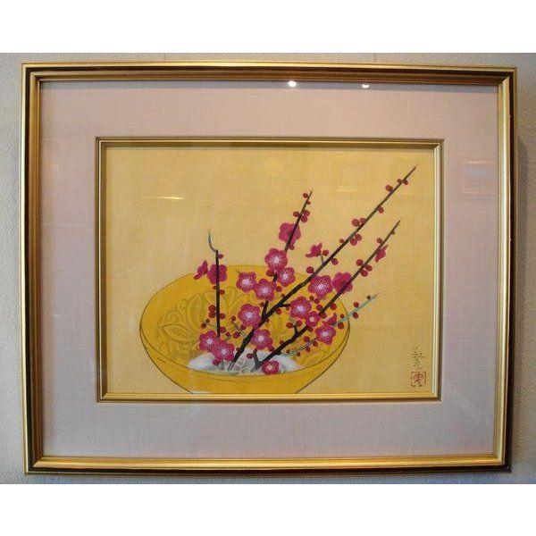 即決 安田靫彦「紅梅」木版画8号サイズ