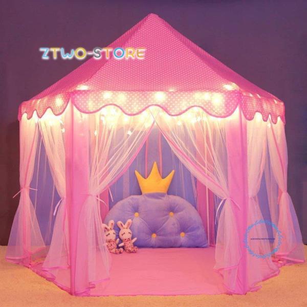 商品の名前プリンセス城型のキッズテント素材: ポリエステル素材サイズ: 直径140cm*高さ135cm、重量：1.9kg対象年齢: 6ヶ月-10 歳形：６角形【注意】a、LEDスターライトは付属いたしません。b、商品は、光と温度の環境によっ...