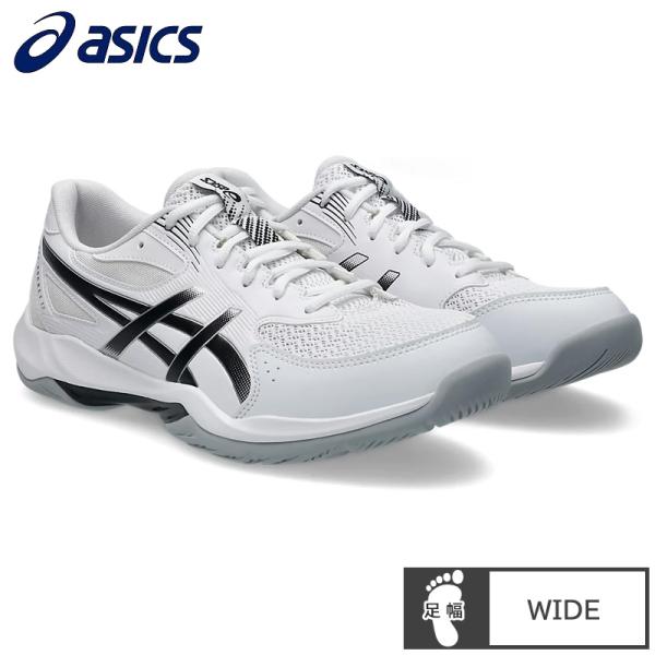 アシックス (asics) バレーボール シューズ GEL-ROCKET 12 WIDE ゲルロケット (25aw) ホワイト/ブラック 22.5-27.5cm ワイドラスト 1073A081-101