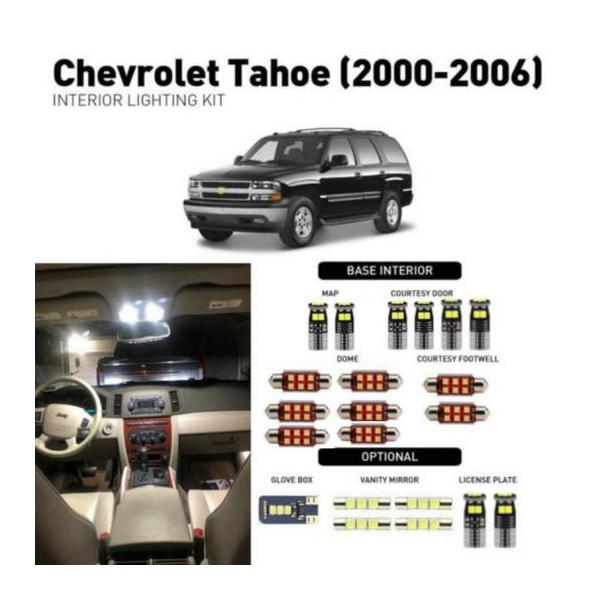 AL 車用 内装 LED ライト 適用: 2000-2006 シボレー/CHEVROLET タホ アクセサリー パッケージ キット 21 バルブ ホワイト AL