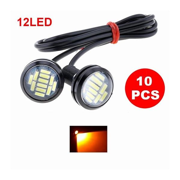 10ピース 22mm イーグル アイ ハイ パワー 4014 12SMD 12V フォグ DRL バルブ リバース バックアップ パーキング シグナル ライト イエロー AP-ALR4875 AL