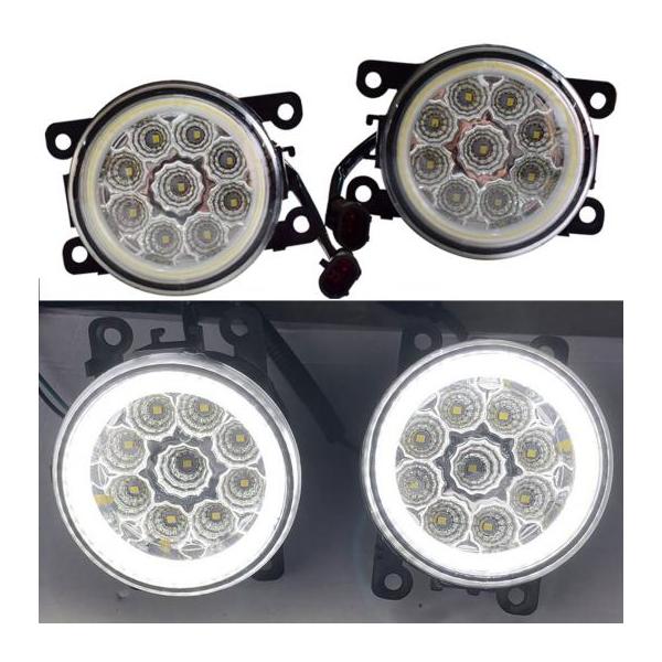 1ペア 12V DRL フォグ ランプ ライト 9W LED 適用: ルノー カングー サルーン 2007-2009 フォグライト 高輝度 フォグ エンジェル 