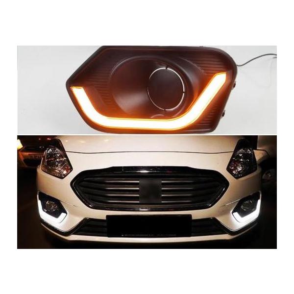適用: スズキ ディザイア 2017 2018 2019 イエロー ターンシグナル リレー 防水 ABS DRL ランプ 12V LED デイタイムランニングライト AP-ALH1717
