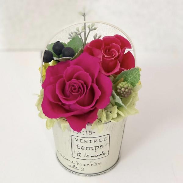 プリザーブドフラワー ホワイトバケット ☆花 ギフト 開店祝 誕生日