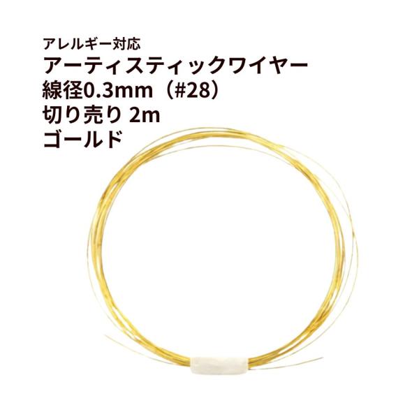 [約2m]  * 切り売り * 316 ［ 28G ］ アーティスティックワイヤー 0.3mm ［ ゴールド 金 ］   サージカルステンレス パーツ 金属アレルギー対応  M2-03