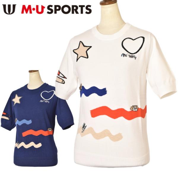50％OFFセール！MUスポーツ M・U SPORTS ゴルフ 2025春夏新作 レディース 半袖セーター サマーニット 服 ゴルフウェア アウトレット M・U SPORTS 50％OFFセール！ MUスポーツ ゴルフ 2025春夏新作