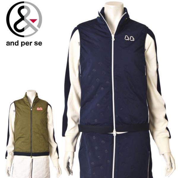 アンパスィ and per se ゴルフ 2026秋冬新作 レディース 中綿ジップアップベスト 服 ゴルフウェア