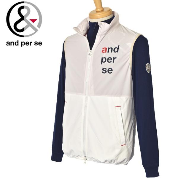 20％OFFセール！アンパスィ and per se ゴルフ 2023秋冬新作 メンズ 中綿切替ジップアップベスト 服 ゴルフウェア and per se（アンパスィ） 20％OFFセール！ ゴルフ 2023秋冬新作
