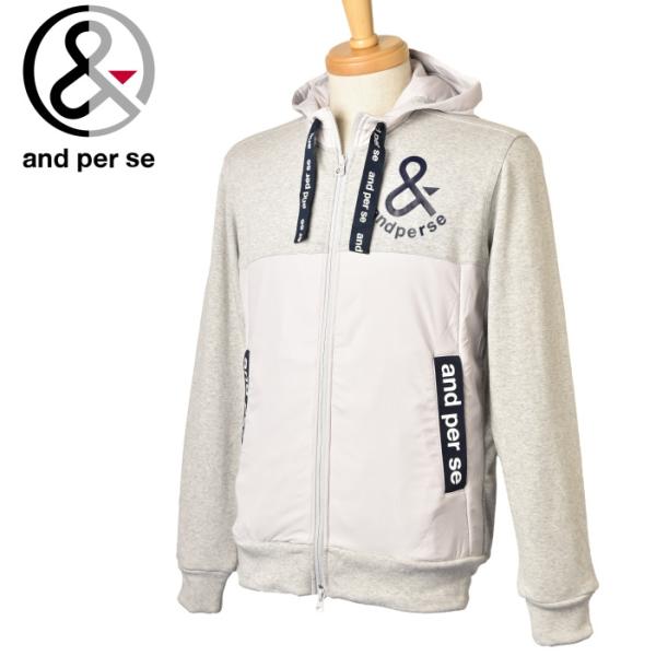 極美品■and per se アンパスィ 中綿 ダブルジップ ブルゾン■Ｌ and per se 20％OFFセール！ アンパスィ ゴルフ 2023秋冬新作