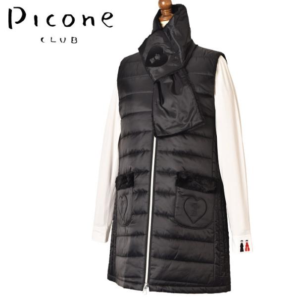50％OFFセール！ピッコーネ クラブ PICONE CLUB ゴルフ 2024秋冬新作 レディース ネックウォーマー付き中綿ロングベスト 服 ゴルフウェア aplaton_c414004-b
