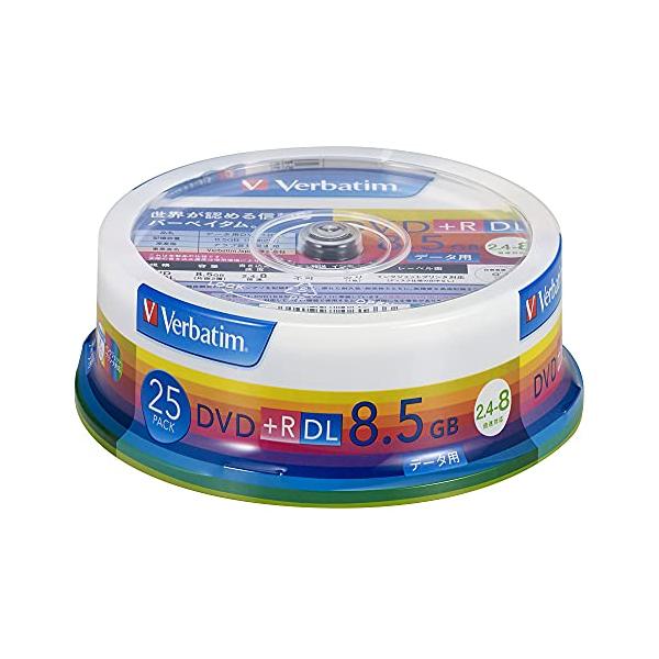 他サイト： バーベイタムジャパン(Verbatim Japan) 1回記録用 DVD+R DL 8.5GB 25枚 ホワイトプリンタブル 片面2層 2.4-8倍速 DTR85HP25V1の商品画像