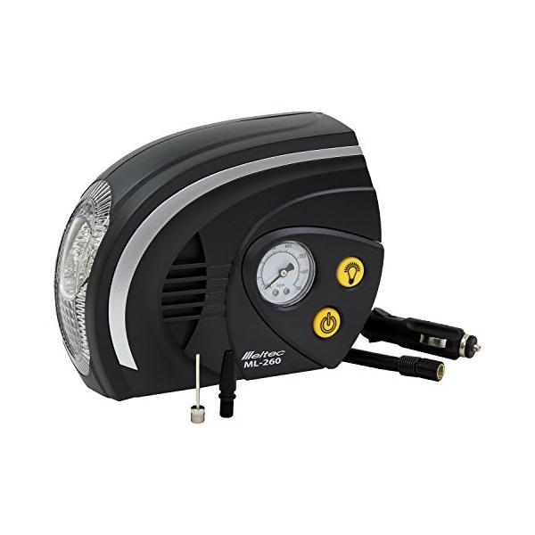他サイト： メルテック(meltec) エアーコンプレッサー(自動車/バイク/ボール) 最高圧力700kpa DC12VソケットLEDライト付き Meltec ML-260の商品画像