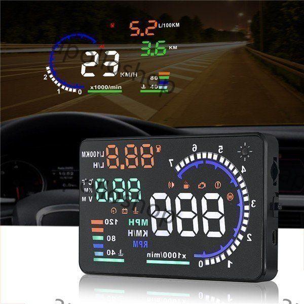 ヘッドアップディスプレイ Hud A8 Obd2 大画面 車載スピードメーター ハイブリッド車対応 時速をフロントガラスに反射 過速度警告付け Pe379 Apollo Shop 通販 Yahoo ショッピング