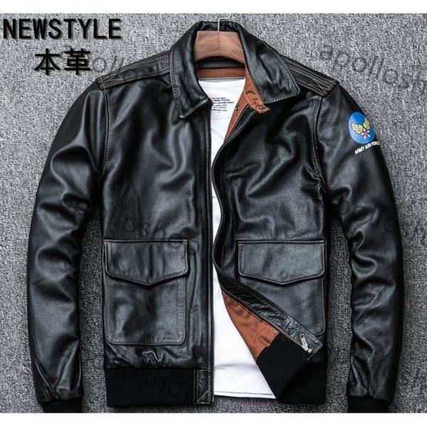 人気✨　90's レザージャケット　羊革　A-2 ブルゾン　短丈　ショート丈　M 人気✨ 90's レザージャケット 羊革 A-2 ブルゾン 短丈 ショート丈 M