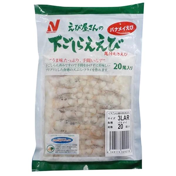 【 商品特徴 】筋切り、伸ばし加工済みの保水バナメイ尾付きむきえびです。長さ：15.0±0.5cm重量：17.5±1.0g【 常冷区分 】冷凍【 メーカー名 】株式会社ニチレイフレッシュ【 規格 】20尾【 調理方法 】加熱して召しあがって...