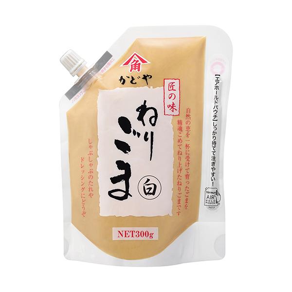 【 商品特徴 】ほど良く香ばしい焙煎風味のいりごま（白）とやや淡く軽い香ばしさの皮むきいりごまを磨砕機でペースト状に磨砕したねりごまです。粒度は中程度に仕上げています。【 常冷区分 】常温【 メーカー名 】かどや製油【 規格 】300g【 ...