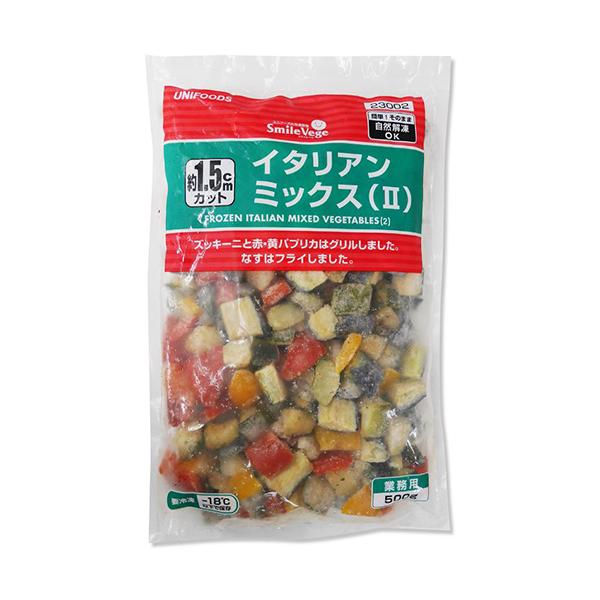 【 商品特徴 】ズッキーニ、なす、赤パプリカ、黄パプリカをバランス良くミックスしました。1.5cmダイスカット。自然解凍OKだから簡単・便利にご使用いただけます。【 常冷区分 】冷凍【 メーカー名 】ユニフーズ【 規格 】５００ｇ【 調理方...