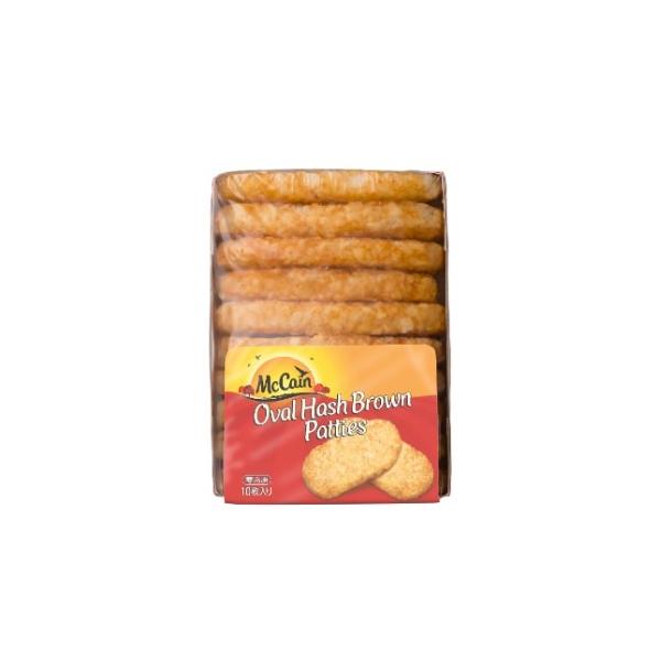 【 商品特徴 】ポテトをみじん切りにし小判型に成型したハッシュドポテト。ガーリックとオニオンスパイス入り。【 常冷区分 】冷凍【 メーカー名 】日本マッケインフーズ株式会社【 規格 】10枚【 調理方法 】油調１７５℃で約２分〜２分３０秒揚...