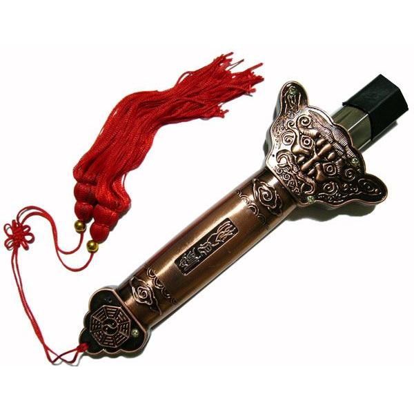 太極拳・カンフー演武用 伸縮健身剣 『獅子頭鍔デザイン（赤銅色