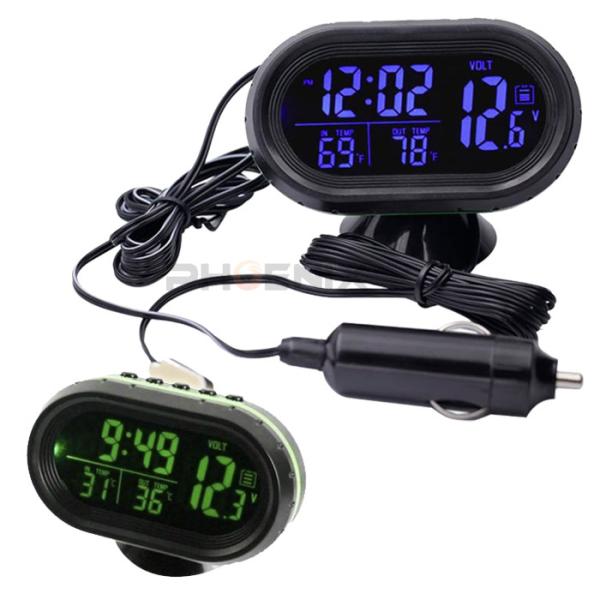 CKカスタム 電圧計 温度計 時計 2カラー 12V 24V 対応 車 シガー  