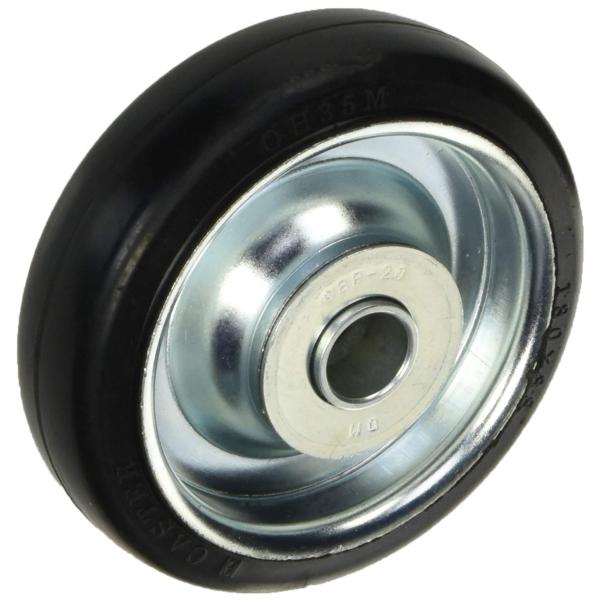 【商品概要】原産国:日本●ベアリング入のゴム車輪です。●許容荷重(kgf):180●車輪径D(mm):130●車輪幅(mm):38●ボス幅B(mm):52●穴径d(mm):20●許容荷重(N):1800●質量(kg):0.79●許容荷重(d...