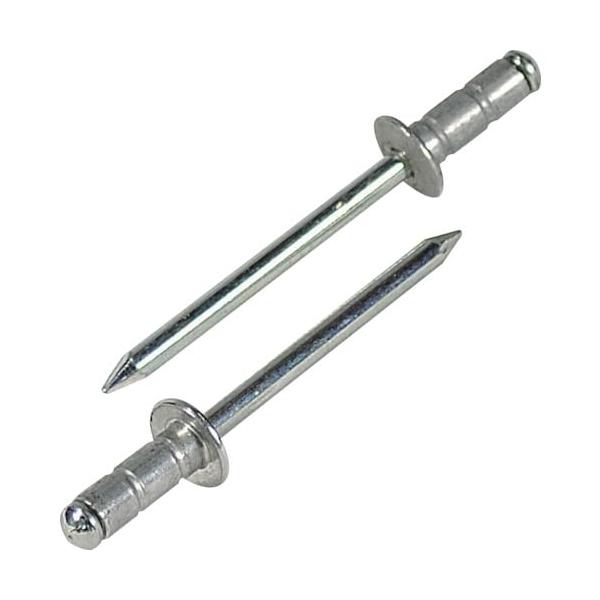 【商品概要】かしめ板厚(mm):1.6~6.4リベット長(mm):11.0フランジ径(mm):9.5リベット径(mm):4.8下穴径(mm):5.0~5.1せん断荷重(N):1680引張荷重(N):2380エコボックス入頭部径(mm):-【...