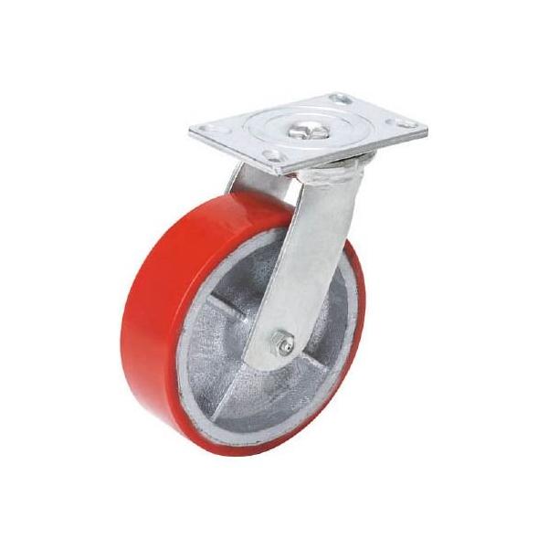 【商品概要】●鋳鉄製のリムにウレタンを接着した車輪です。●金具旋回部分には冷間鍛造で製造され熱処理を施していますので、高荷重や衝撃による摩耗や変形を防ぎ旋回抵抗が小さく長時間滑らかに使用できます。●重量物の運搬台車、中型機械の足廻り、炉の足...