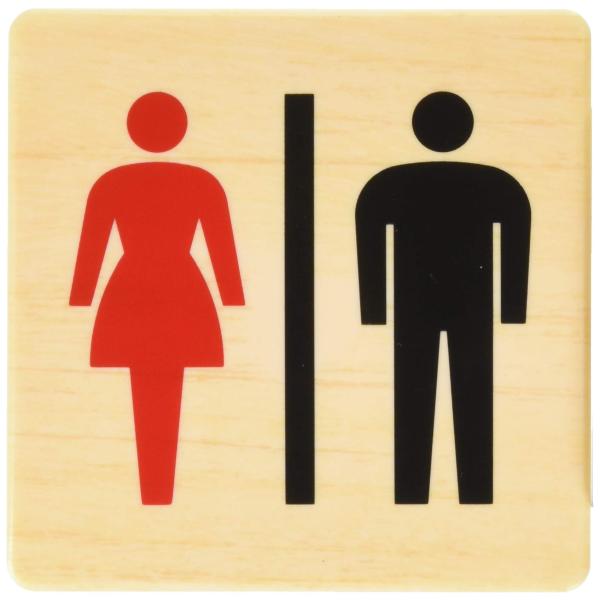 【商品概要】取付仕様：粘着シール 縦(mm)：100 表示内容：男女マーク 横(mm)：100取付方法：貼付タイプ(テープ付)ＡＢＳ樹脂【商品説明】【特長】<br>●木目なので和風の建物にもあいます。<br><...