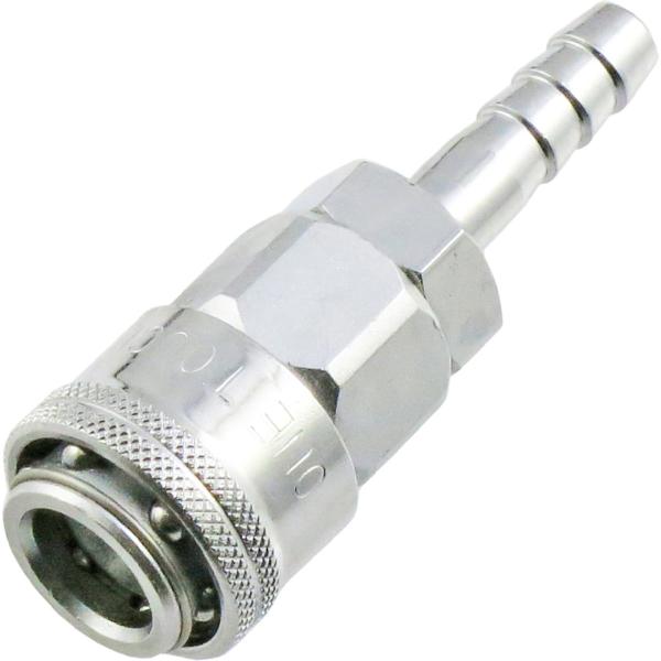 【商品概要】プラグを差し込むだけのワンタッチ接続式ソケット。ホースを差し込んで、ホースバンド(別売り)で確実に締め付けてご使用下さい。ホース取付口(タケノコ部):外径9mm適合ホース:内径φ8.5mmウレタンホースなどに最大使用圧力:1.4...