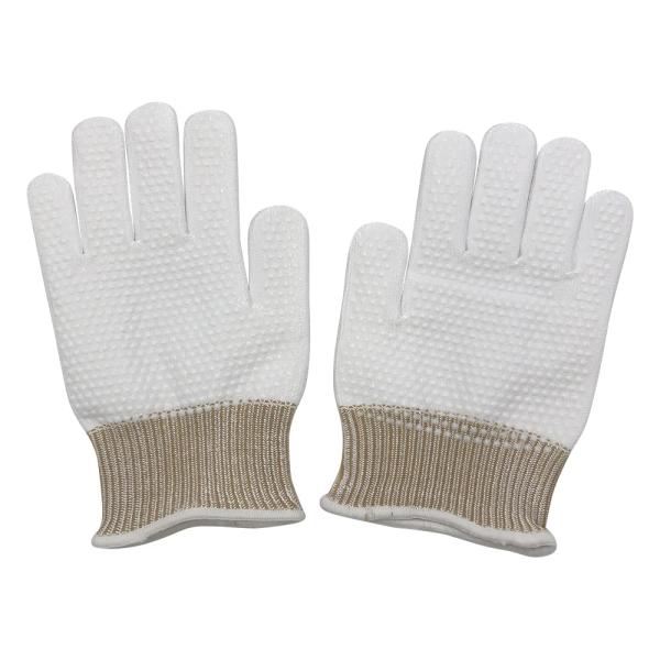 【商品概要】●シリコン樹脂をドット加工することにより、スベリ止め効果を発揮します。●低発塵で、通気性に優れた耐切創手袋です。●原手に耐カット性に優れた高強度ポリエチレン糸を使用しています。●自動車関連の組立、鉄板・薄板・アルミ材の取り扱い、...