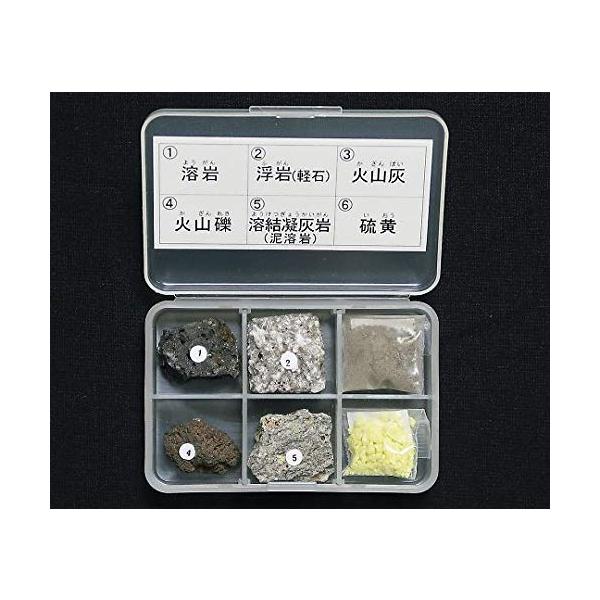 【商品概要】岩石標本　火山噴出物6種入数:1セット内容:溶岩、浮岩、火山灰、火山れき、溶結凝灰岩、硫黄解説等:解説付き【商品説明】【商品詳細】ブランド：Tokyo Science商品種別：おもちゃ商品名：岩石標本（岩石標本火山噴出物6種） ...