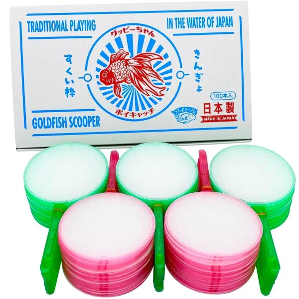 【商品概要】6号 お祭りで使用される標準的な強度です内径：80mm 柄の長さ：75mm日本製　　100本入※弊社商品ポイキャッチグッピーちゃんの新デザインです※中身は旧デザイン（画像4枚目）と同様です【商品説明】●すべての工程を日本国内で生...