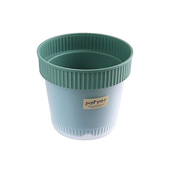 【商品概要】【商品説明】○植木鉢です。 ポットが二重になっており、鉢底から水や土がこぼれません。 観葉植物や、花の寄せ植えなどにお使いください。 ●外寸（約）・直径１３３×高さ１２０ｍｍ ●色・グリーン ●用途・鉢　プランター　ガーデニング...