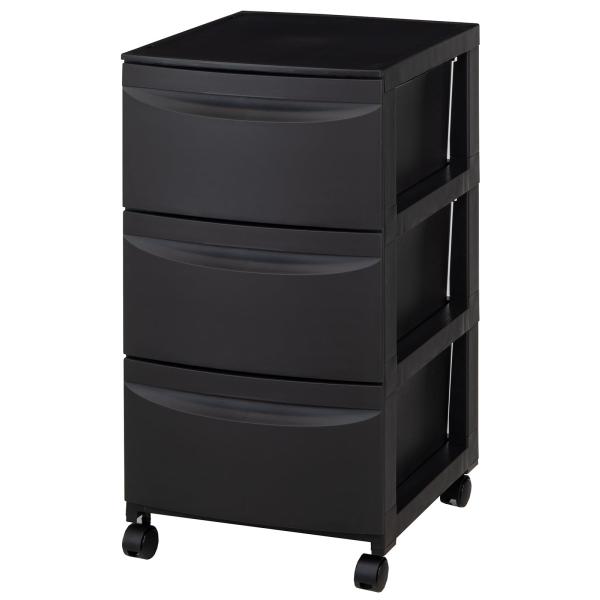 【商品概要】●キャスター付きスリム3段チェスト。●人気の艶消し加工なので、マットな仕上げ。前面パネルと天板と支柱は同一色です。●引き出し落下防止付き、引き出し裏面に補強材入りなので丈夫な作り【商品説明】【商品詳細】ブランド：平和工業(Hei...