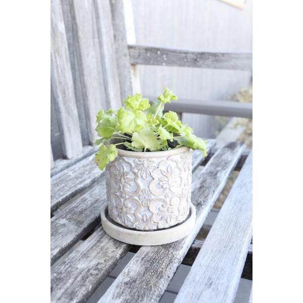 【商品概要】ポットサイズ：φ13×H12cm/ソーサーサイズ：φ14.5×H2cm/ソーサー内寸：φ13×深さ1cm/口径：φ11cm 深さ：11cm/穴あり【商品説明】【商品詳細】ブランド：COVENT GARDEN(コベント ガーデン)...