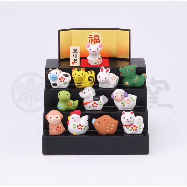 【商品概要】サイズ：高さ各2〜2.5cm×横巾各2〜3cm×奥行各1.5cm材質：陶器・錦彩2025年の干支です。良き年を迎える為に縁起の良い干支飾り。飛躍の年になりますように。【商品説明】【商品詳細】ブランド：薬師窯商品種別：おもちゃ商品...