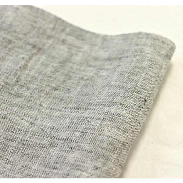 コットン54%リネン46% 30番手ムラ糸平織り生地（生成/グレー）［50cm
