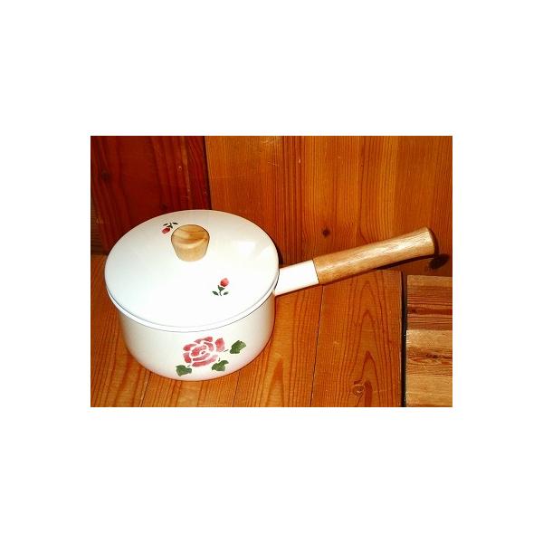 マニーローズ ホーロー 16cm スープパン　片手鍋　新品 Many（食器） 鍋 お鍋 マニー ローズ ホーロー 16cmスープパン（ローズ