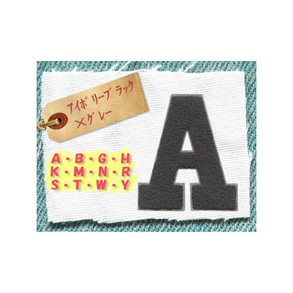 アルファベットパイルワッペン ・ 大IVブラック×グレー サガラ