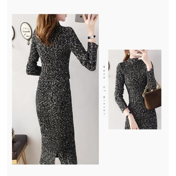 春新作ツイード ワンピース ロング ワンピ ハイネック ツイードワンピース 上品ワンピース エレガント ロング 膝下丈 Www Wearefromdust Org