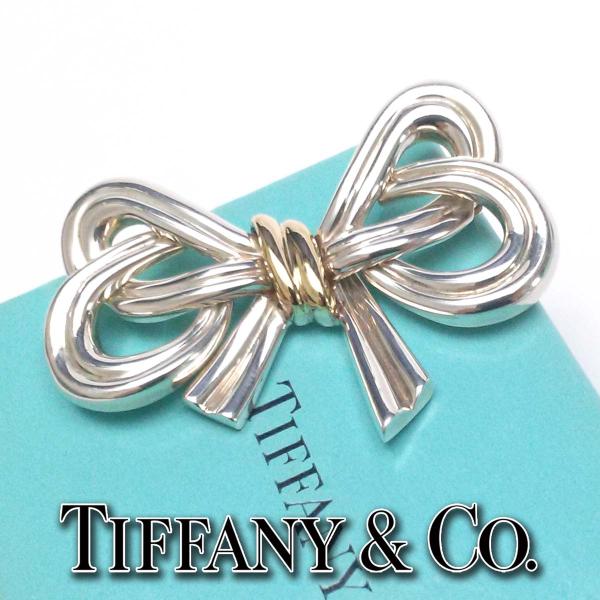 TIFFANY＆Co. ティファニー ブローチ 925 リボン TIFFANY&Co. 【超美品】ティファニー リボンモチーフブローチ 18K/925