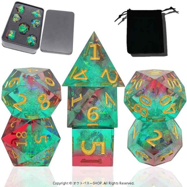 サイコロ ダイス シャープエッジ エポキシレジン 多面体 20面 TRPG クトゥルフRPG ダンジョンズ&amp;ドラゴンズ ゲーミングセット 多色展開