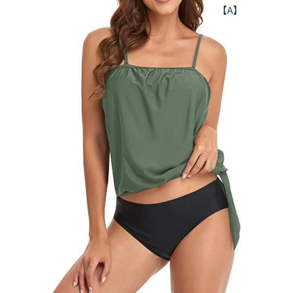 レディース ビキニ 水着 セパレート セクシー ストラップレス 吊り下げ式 2way プッシュアップ スリム効果 女性用 ナイロン ポリエステル 接触冷感 伸縮性 無鋼